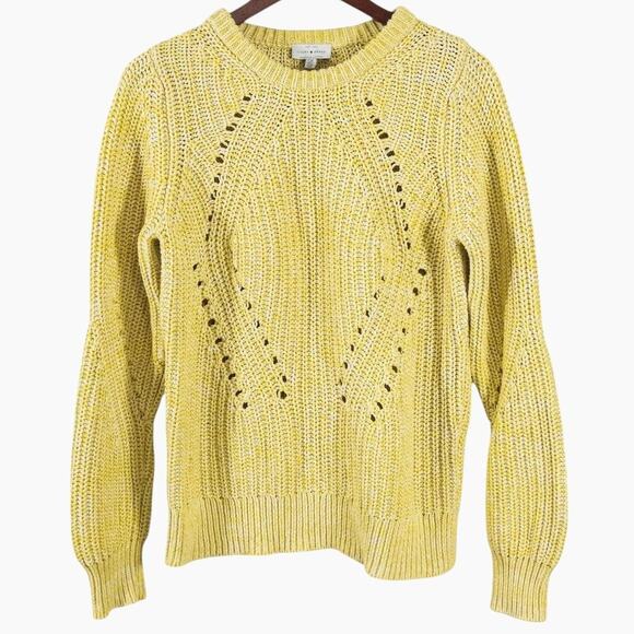 Lucky Brand Sweaters - Lucky Brand Cotton Eyelet Sweater Yellow Size L Coastal Cottagecore